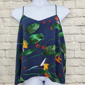 DALIA Women's V Neck Tropical Cami Tank Spaghetti Straps XL